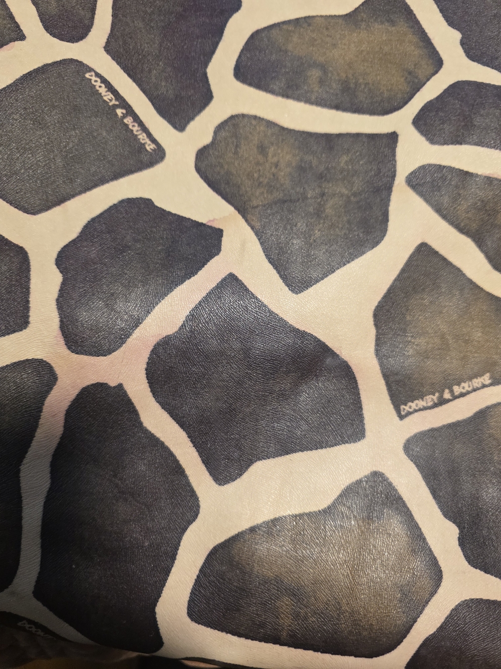 Dooney & Bourke Black and Cream Giraffe-Pattern Hobo Tote - Picture 4 of 7